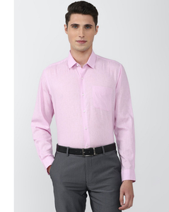 Peter England Mens Regular Fit Pink Solid Mens Casual Shirt