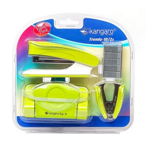 Kangaro Staplr+Stapls+Punch-Trendy 10M/Z4 Assorted Colour
