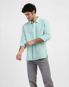Levis Mens Solid Maya Blue Regular Fit Casual Shirt