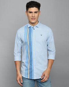 Allen Solly Mens Slim Fit Blue Stripe Formal Shirt