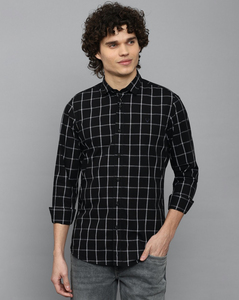 Allen Solly Mens Custom Fit Black Check Formal Shirt