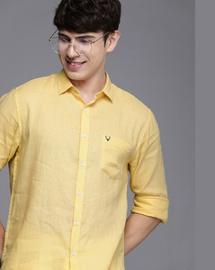 Allen Solly Sport Mens Solid Yellow Sport Fit Casual Shirt
