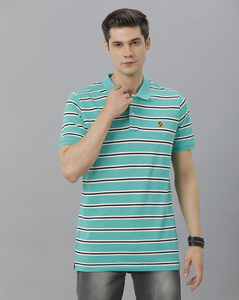 Cortigiani Mens Green Striped T Shirt