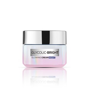 L'Oreal Paris Glycolic Bright Glowing Night Cream, 15ml , Overnight Cream with Glycolic Acid for Dark Spot Removal & Glowing Skin