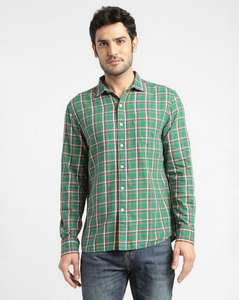 Levis Mens checked Chilly Green Slim Fit Casual Shirt