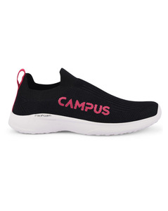 Campus Ladies Mesh Black Slip-On Sports Shoes