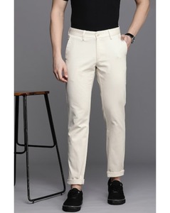 Allen Solly Sport Mens Solid Cream Slim Fit Casual Trousers