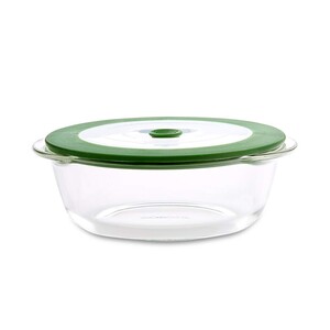 Borosil Round Dish With Green Lid 1L