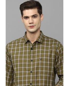 Allen Solly Sport Mens Check Olive Sport Fit Casual Shirt
