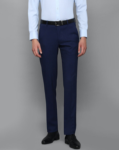 Louis Philippe Men Slim Fit Navy Solid Fromal Trousers