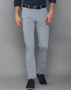 Allen Solly Mens Solid Grey Slim Fit Formal Trousers
