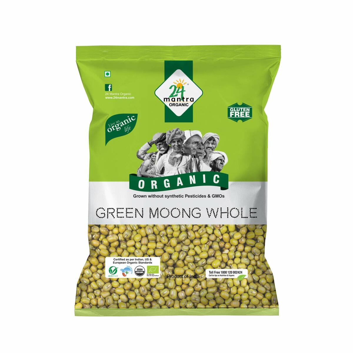 24 Mantra Organic Green Moong Whole 500g