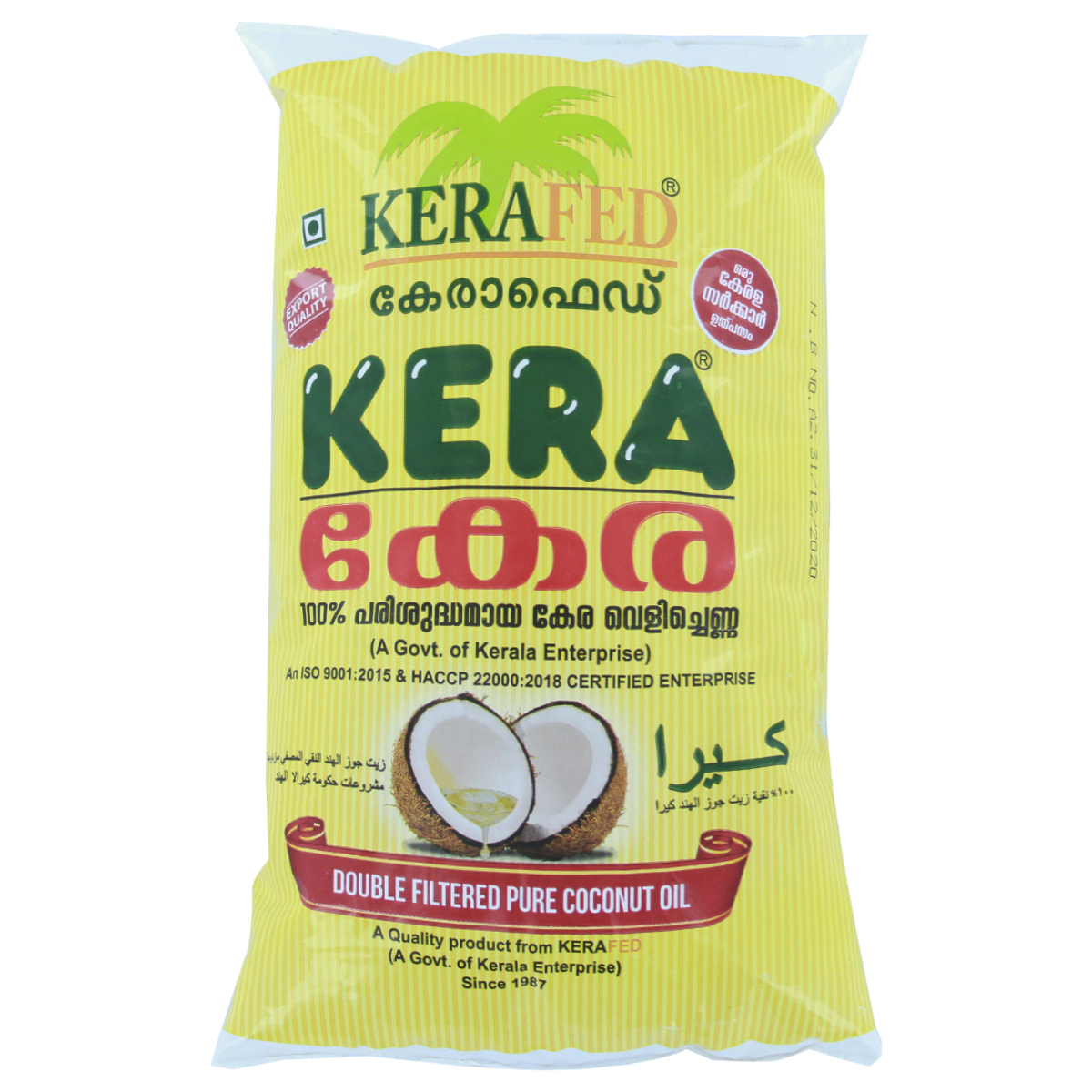 Kera Double Filtered Coconut Oil Pouch 1 Liter