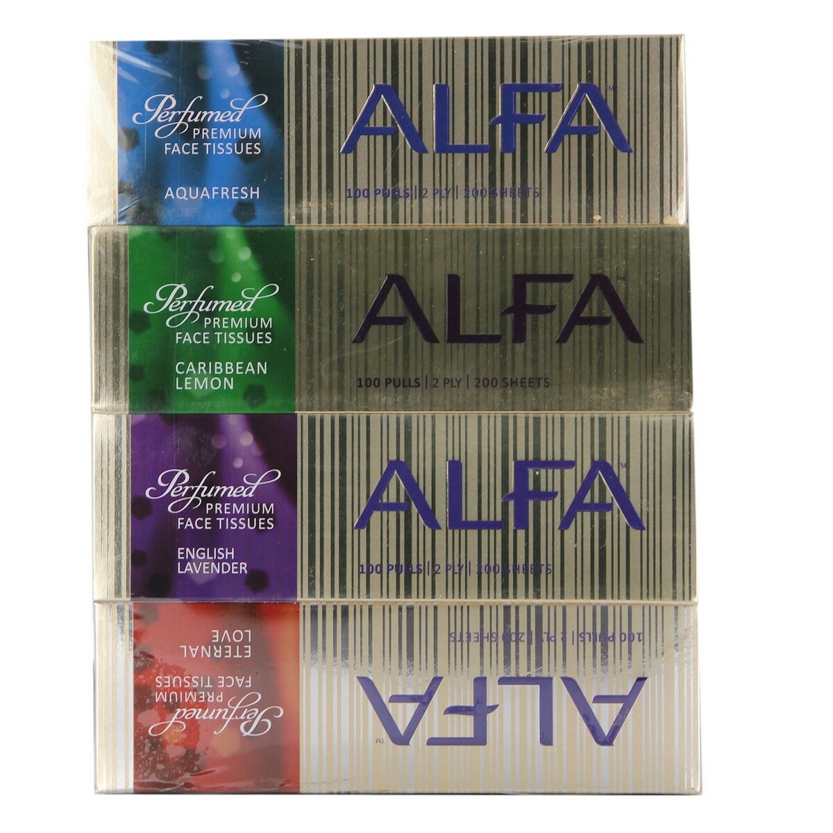 Alfa Tissue 100pcs x 4pkt  Assorted Boxes