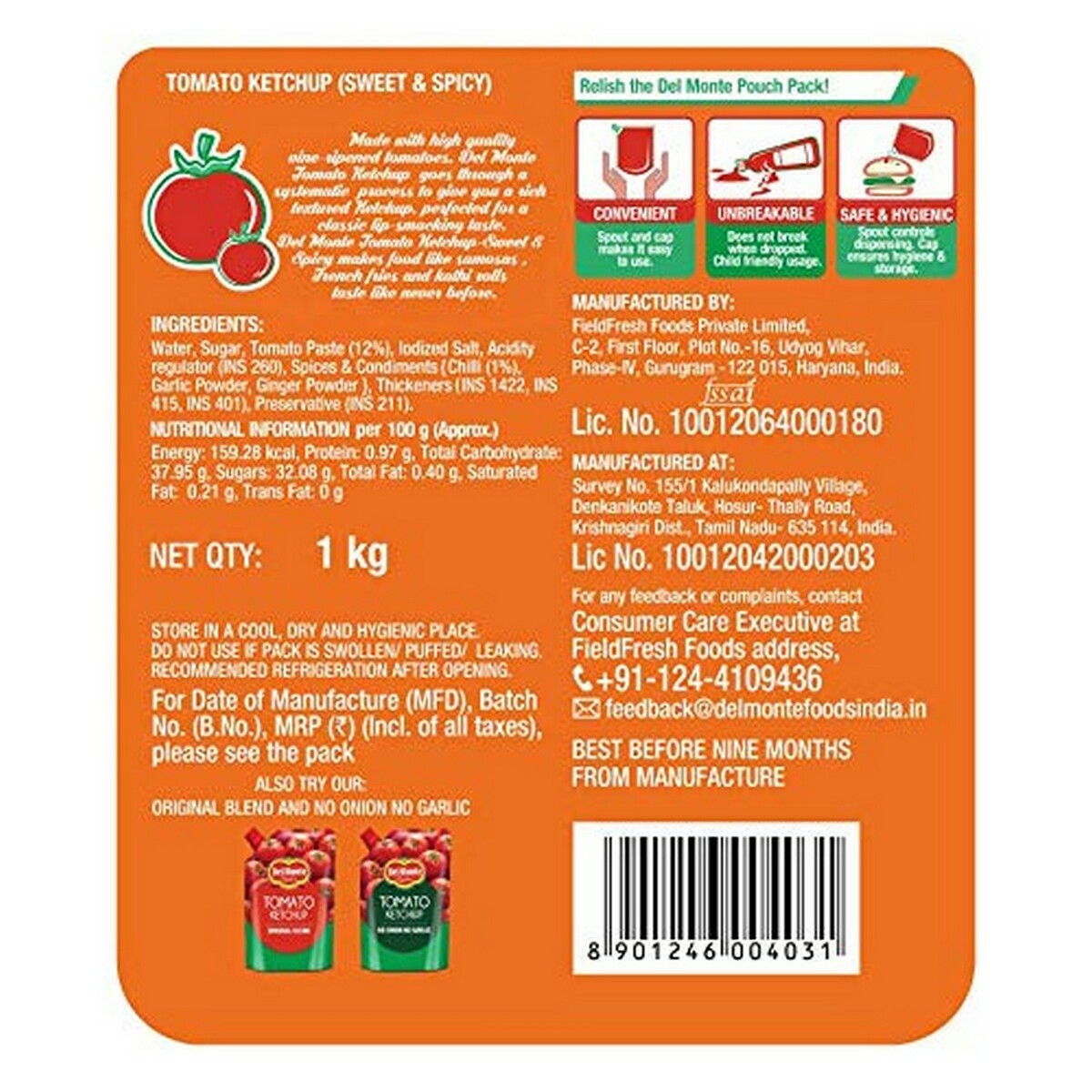 Del Monte Ketchup Tomato Sweet & Spicy 1kg