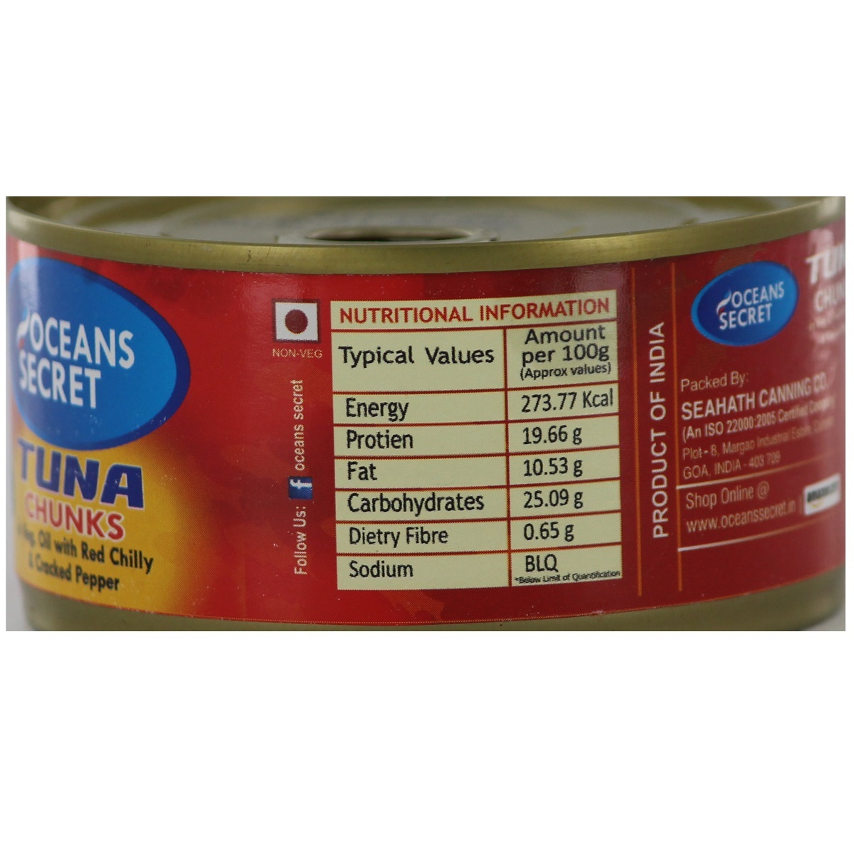 Ocean Secret Tuna Chunks in Vegetable Oil With Red Chilly & Cracked Pepper 180g