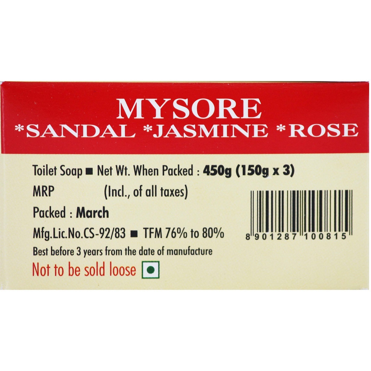 Mysore Sandal Soap Jasmine Rose 3x150g