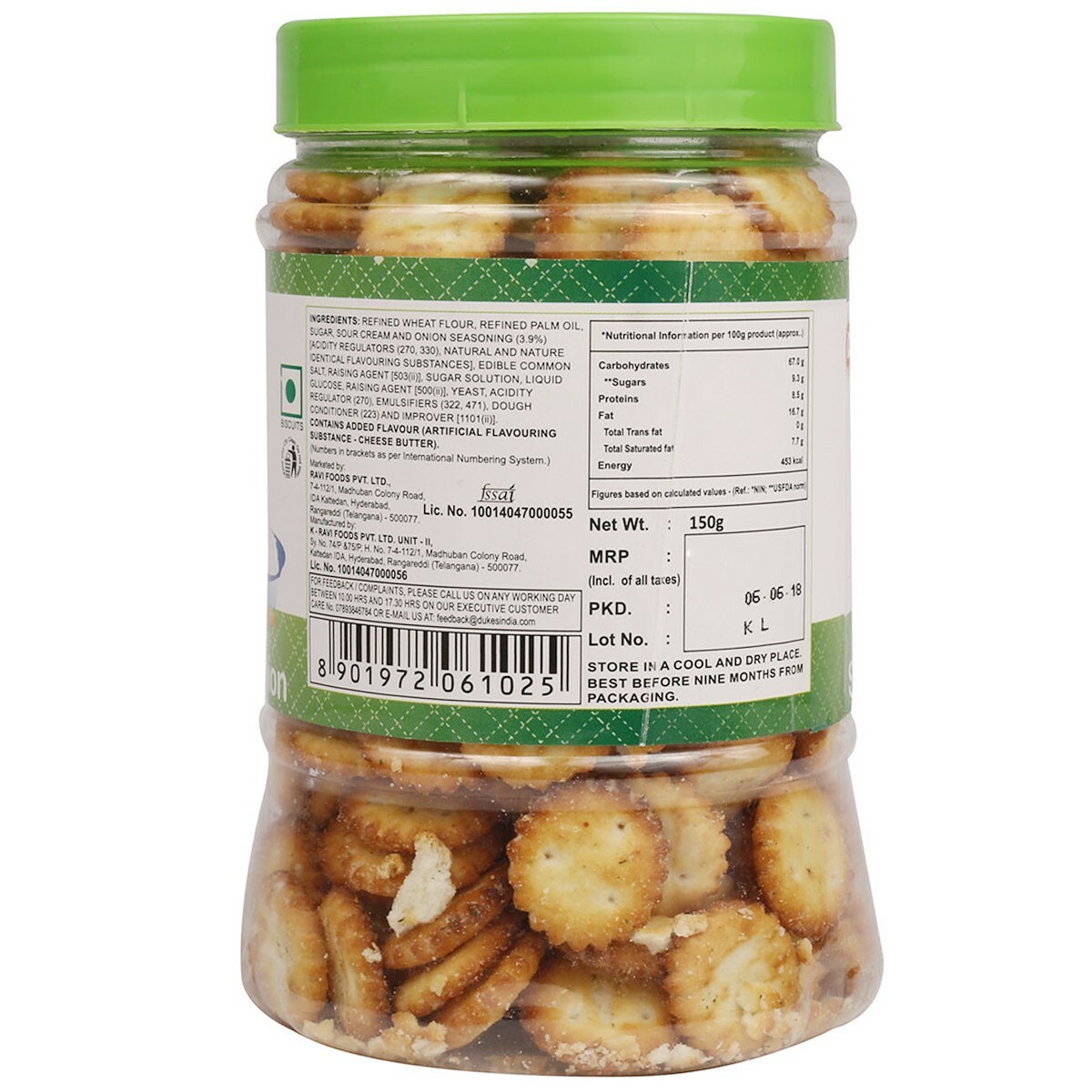 Dukes Nibbles Sour Cream & Onion Baked Snack 150g