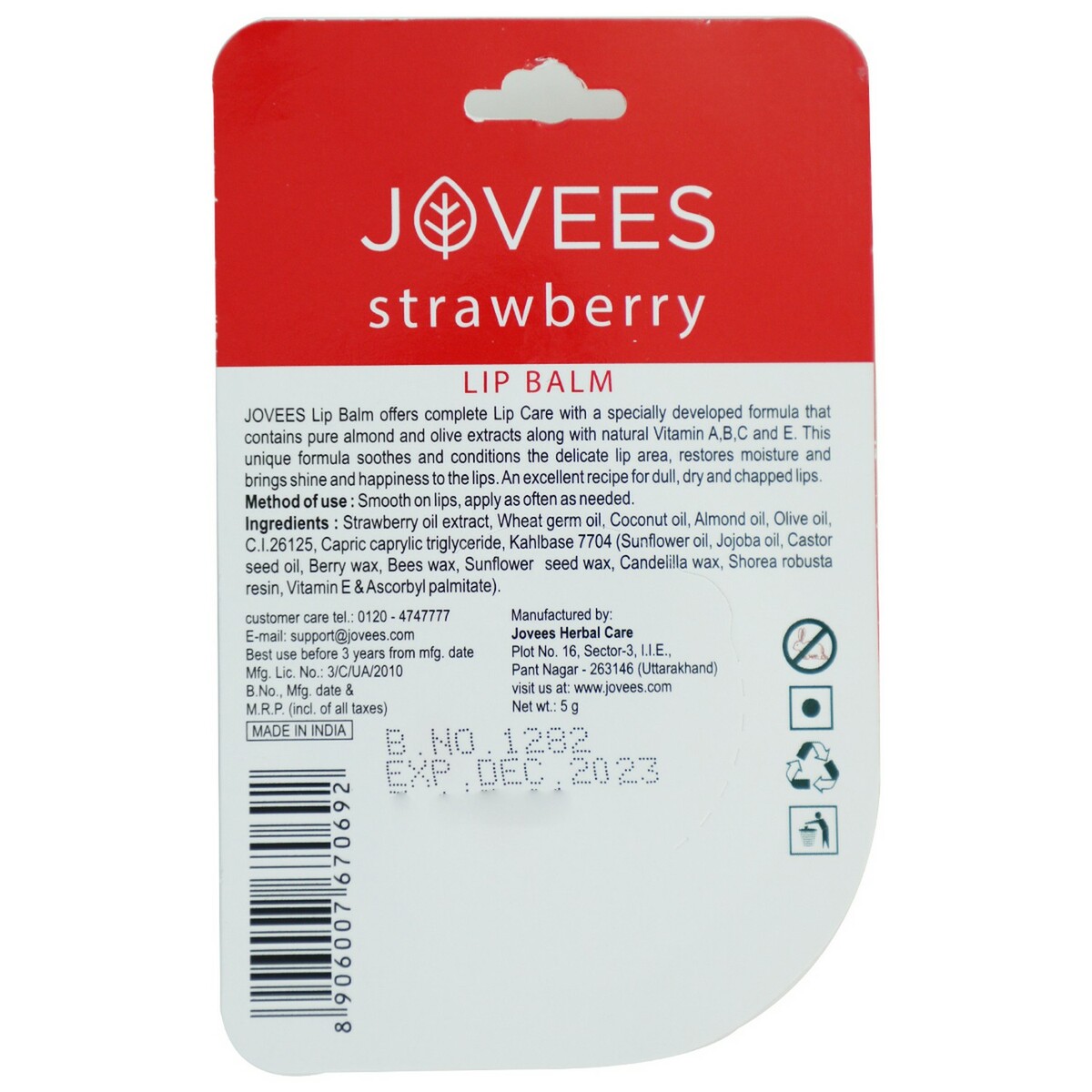 Jovees Lip Care Strawberry 5g