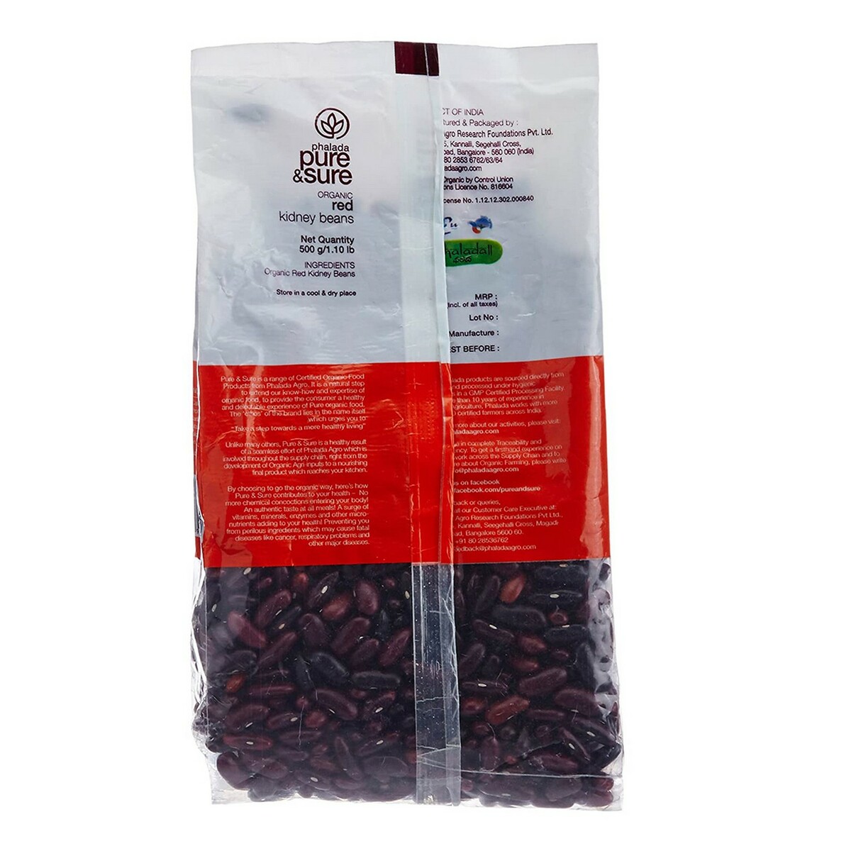 Pure & Sure Organic Kidney Beans Red 500g