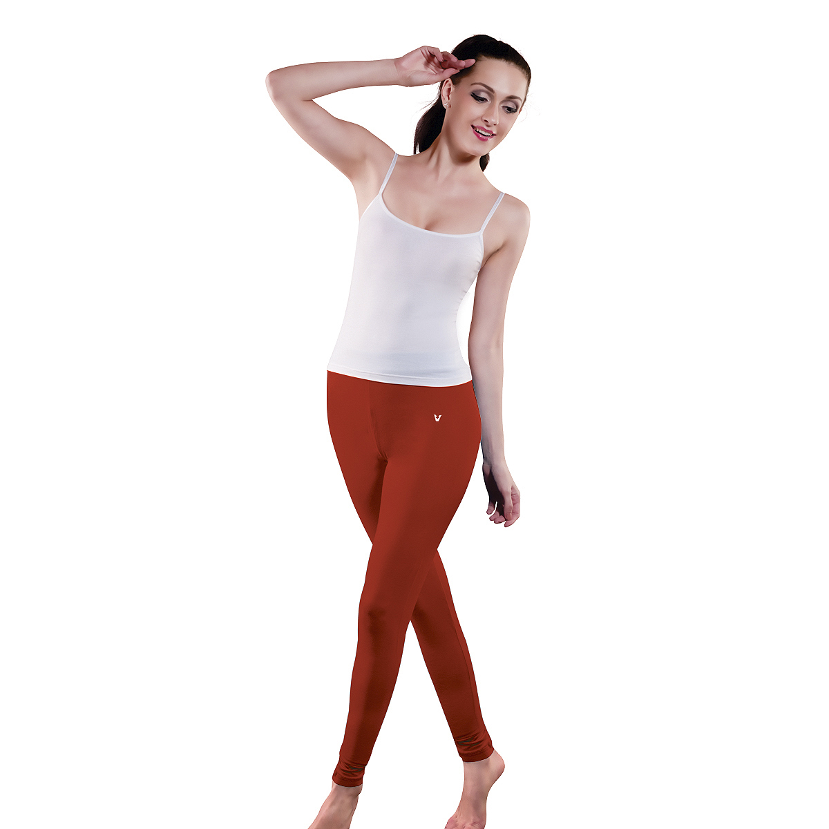 V-Star Ankle Length Tights-Coral Flame