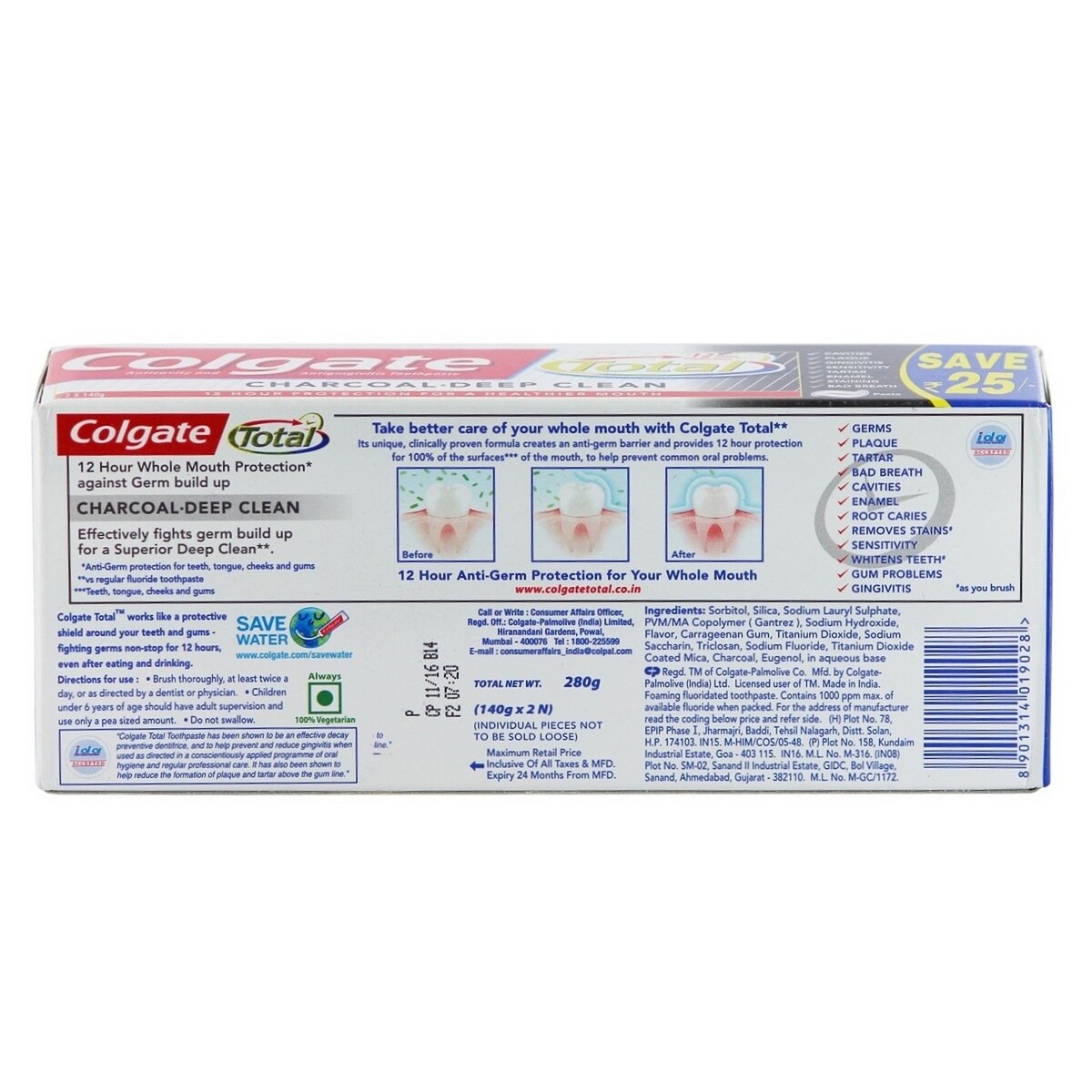 Colgate Toothpaste Charcoal 120g 2's