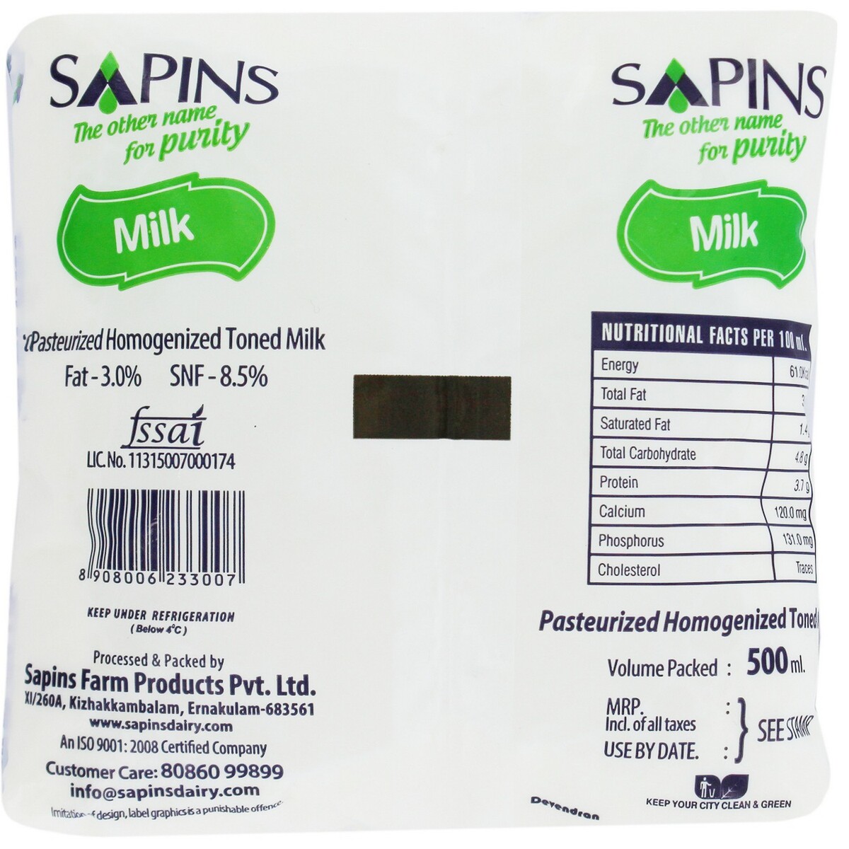 Sapins Toned Milk Thick 500ml
