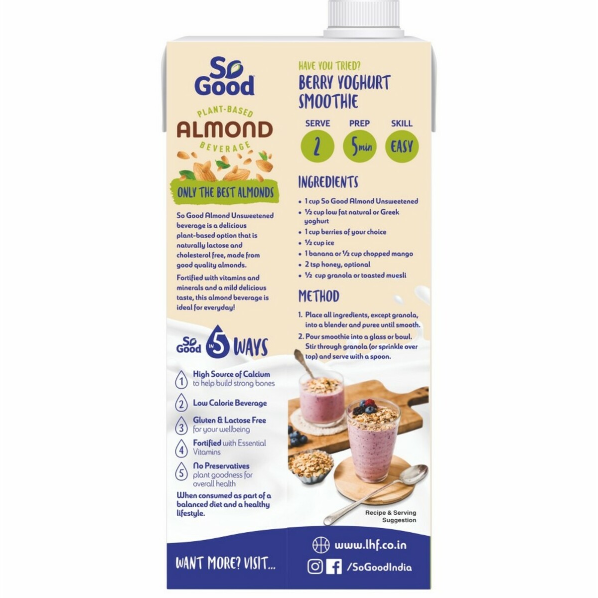 So Good Milk Almond Natural 1 Liter