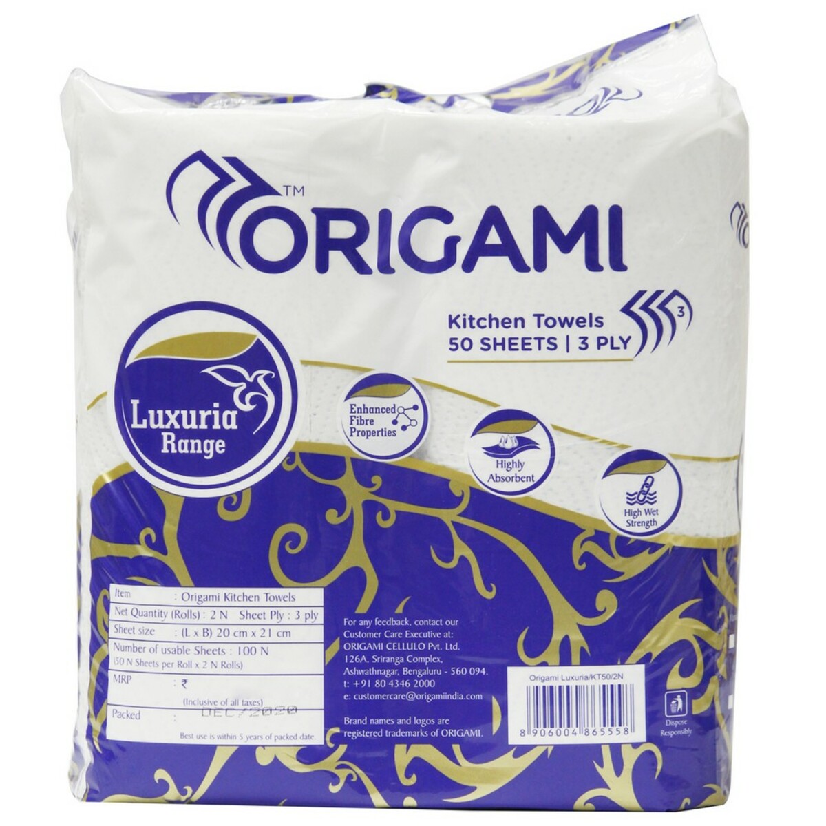 Origami Kitchen Towel 100's 3 Ply 2 Rolls