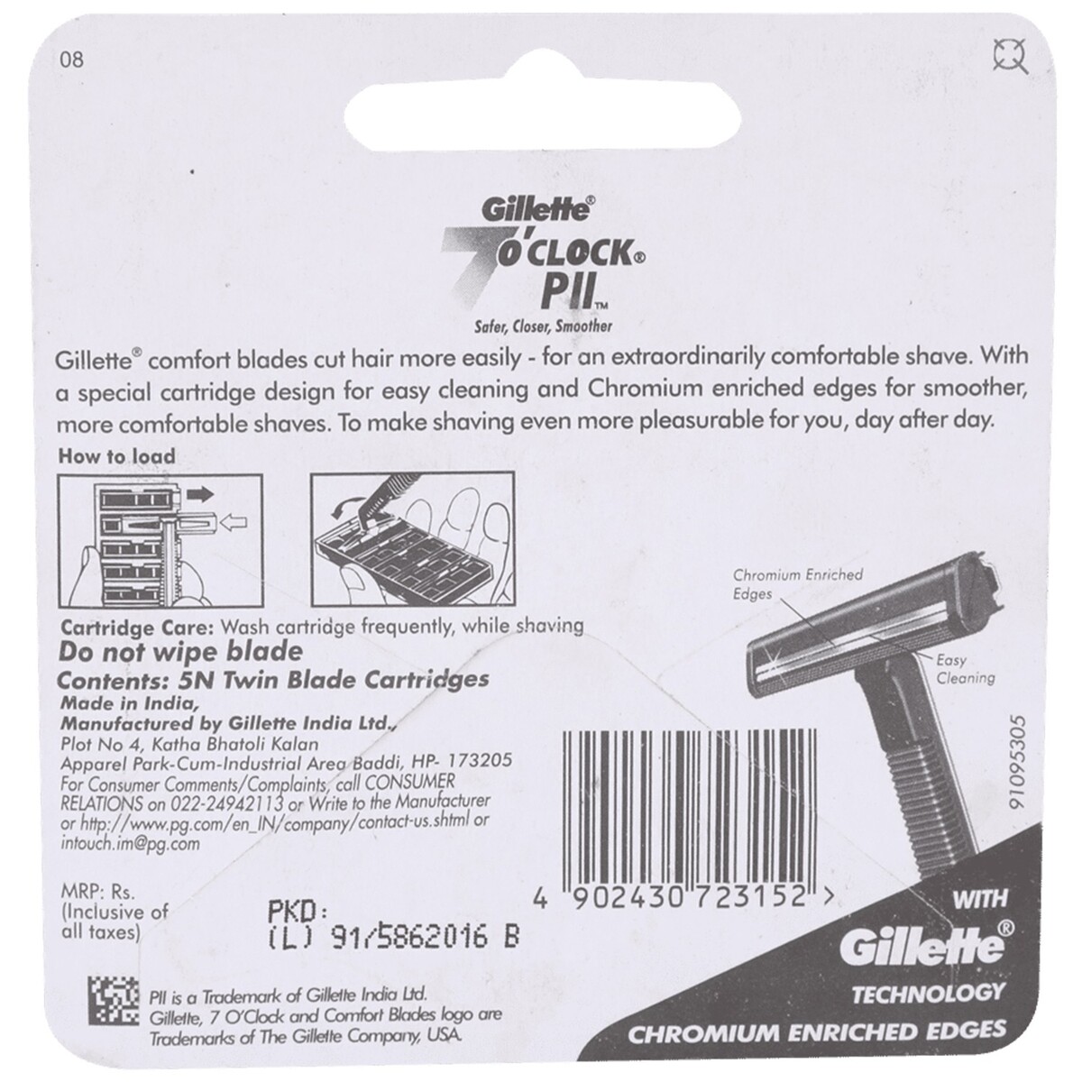 Gillette Cartridge 7'O Clock PII 5's