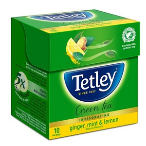 Tata Tetley Green Tea With Ginger, Mint And Lemon 10 Tea Bags