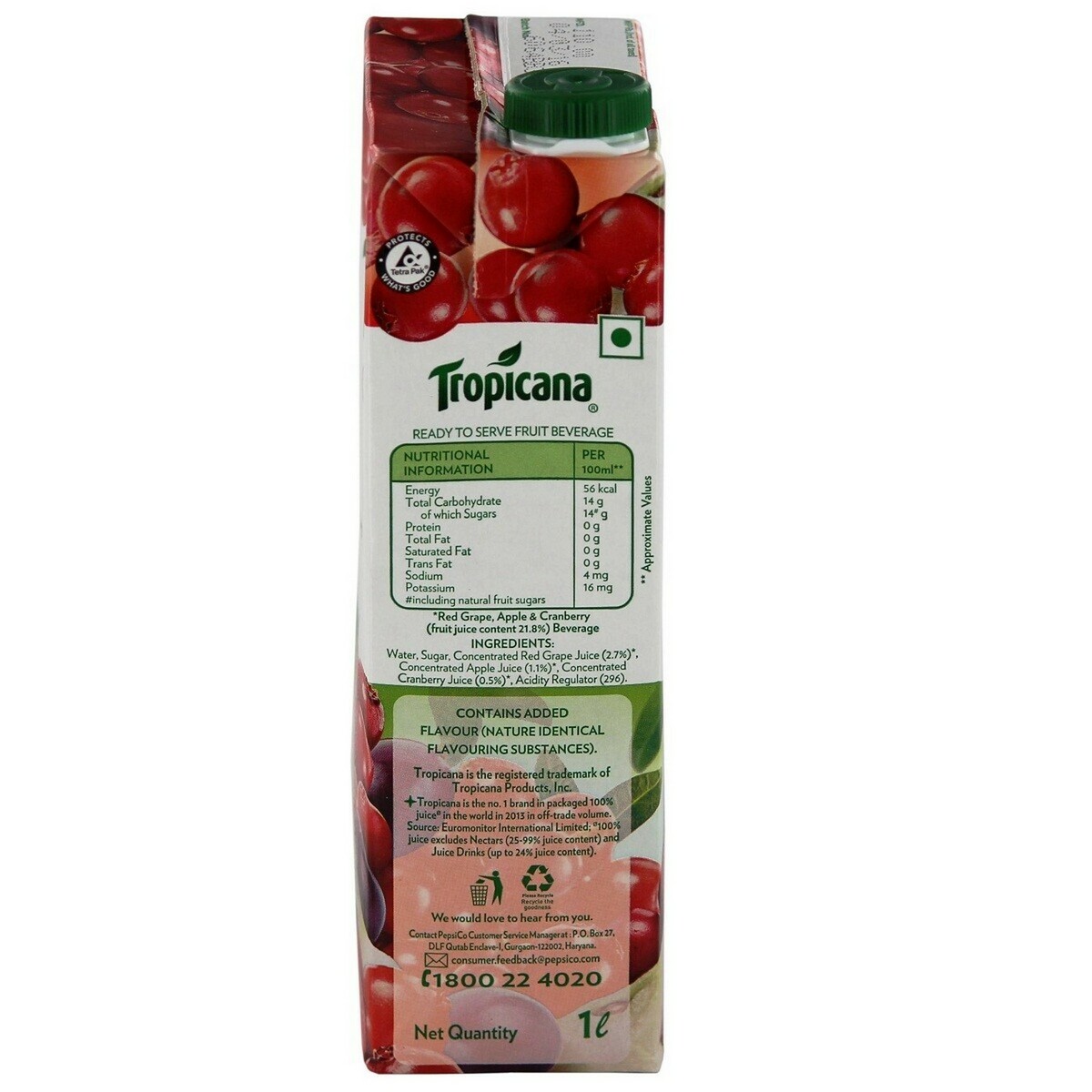 Tropicana Fruit Juice Pure Cranberry 1Litre