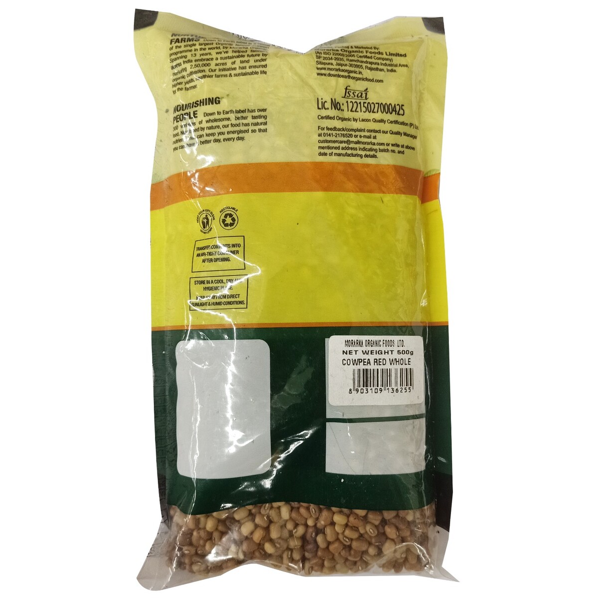 Down To Earth Cowpea Red Whole 500g