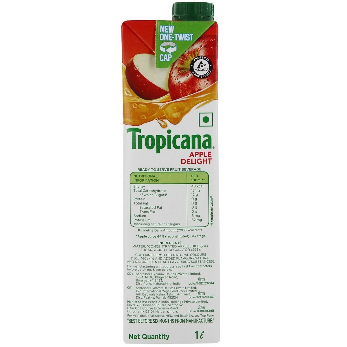Tropicana Fruit Juice Pure Apple 1Litre