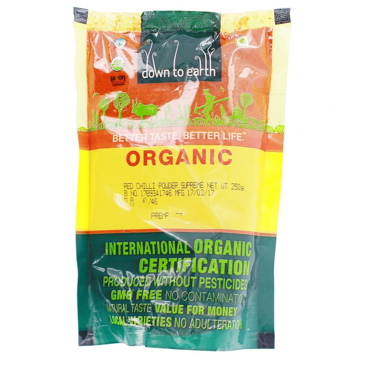 Down to Earth Organic Red Chilli Powder Supreme 250g