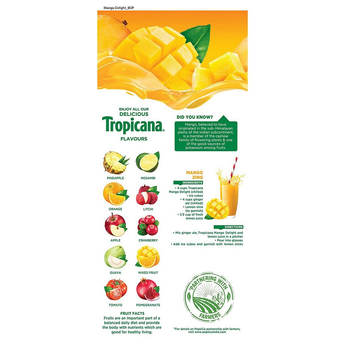 Tropicana Fruit Juice Pure Mango 1Litre