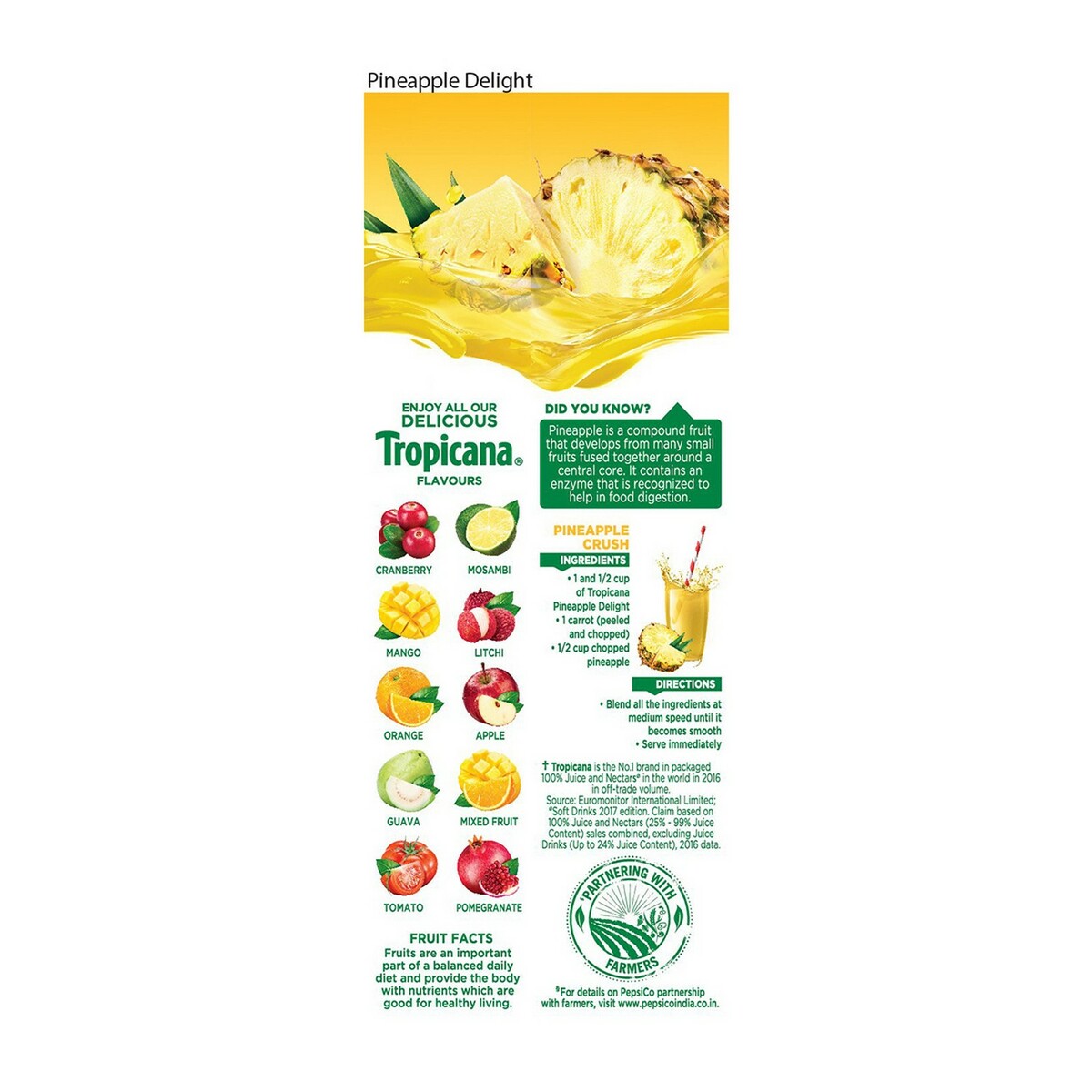 Tropicana Fruit Juice Pure Pineapple 200ml