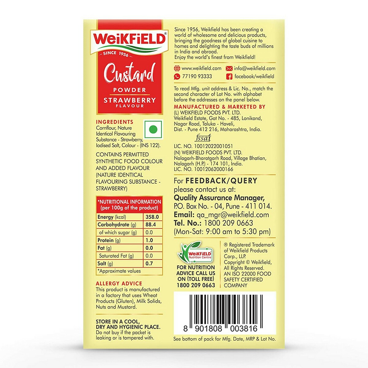 Weikfield Field Custard Powder Strawberry 75g