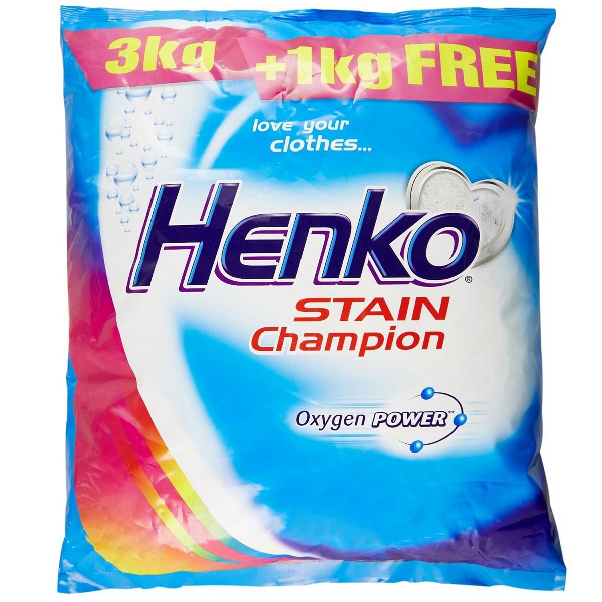 Henko Stain Champion Detergent Powder 3Kg + 1Kg Free