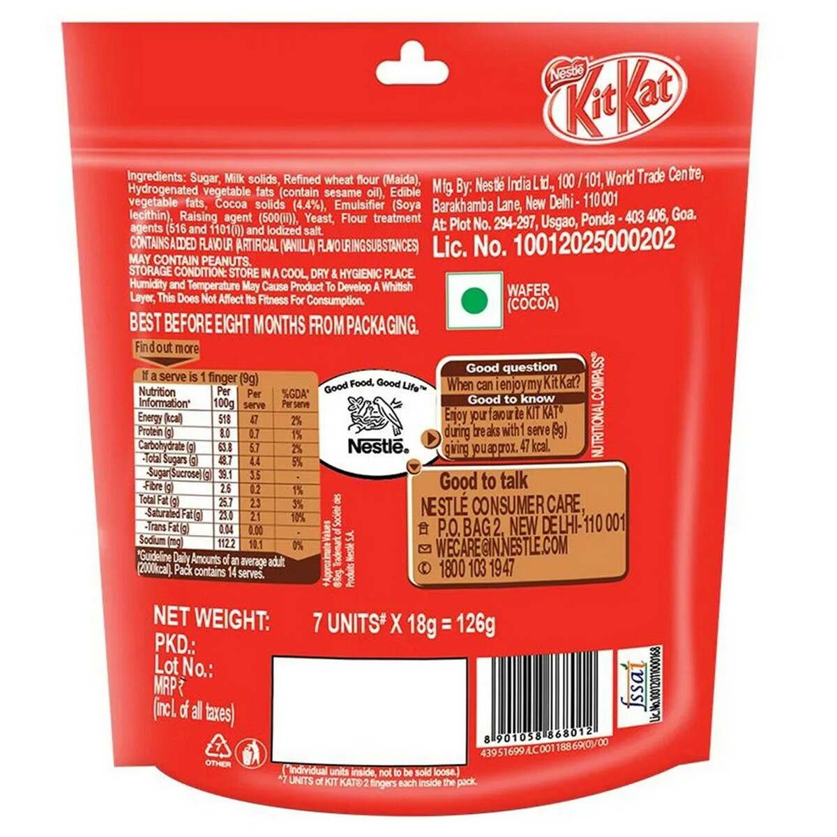 Nestle Kit Kat 1 Finger Pouch 119gm