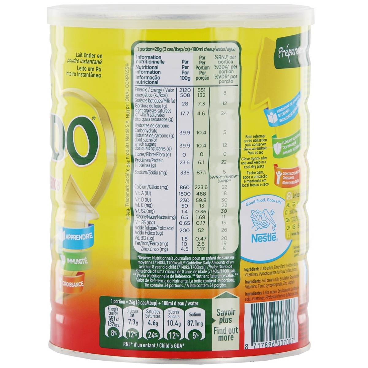 Nestle Nido Instant Full Cream Milk Powder Jar 900g