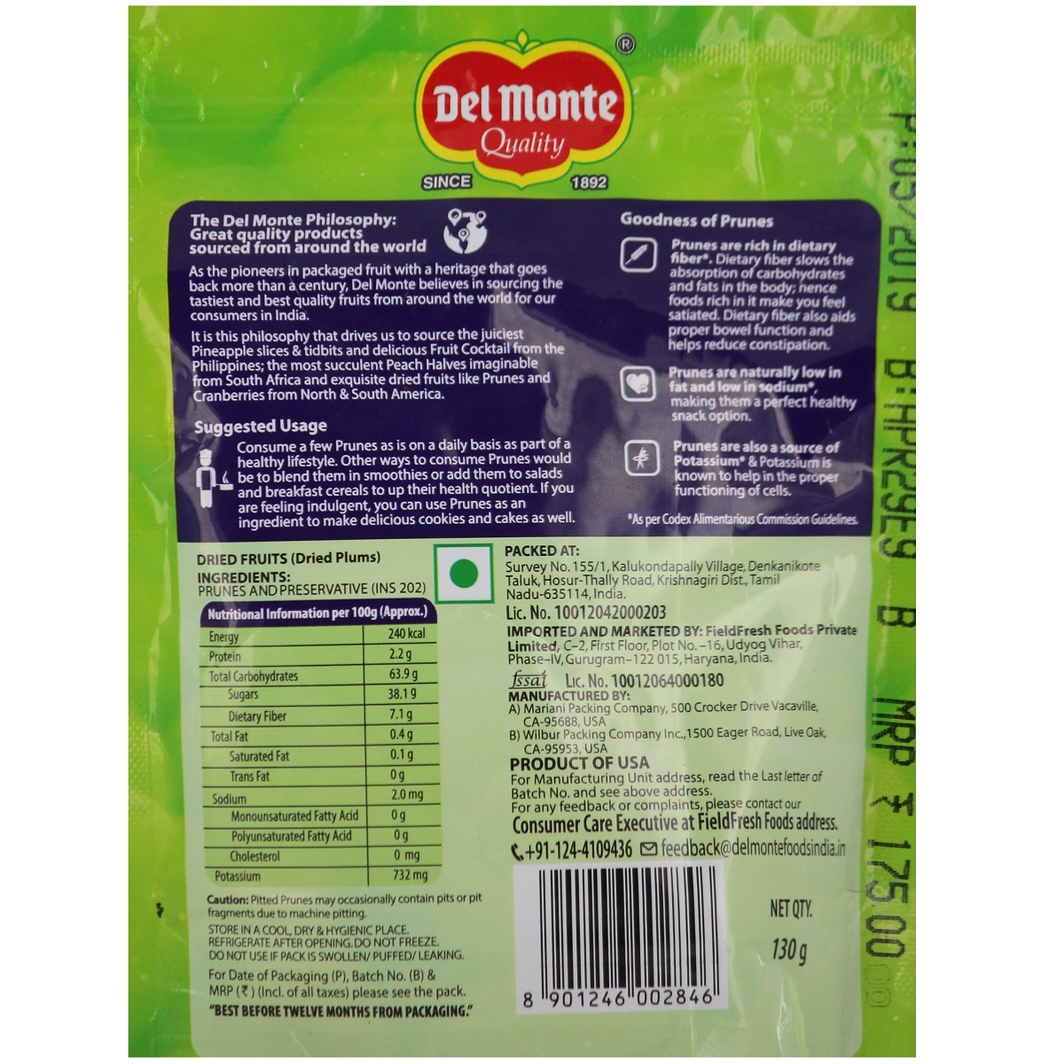 Del Monte Pitted Prunes 130g
