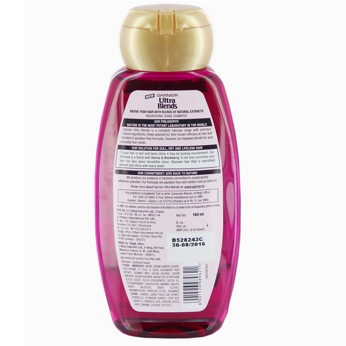 Garnier Shampoo Ultra Blends Henna and Blackberry 180ml