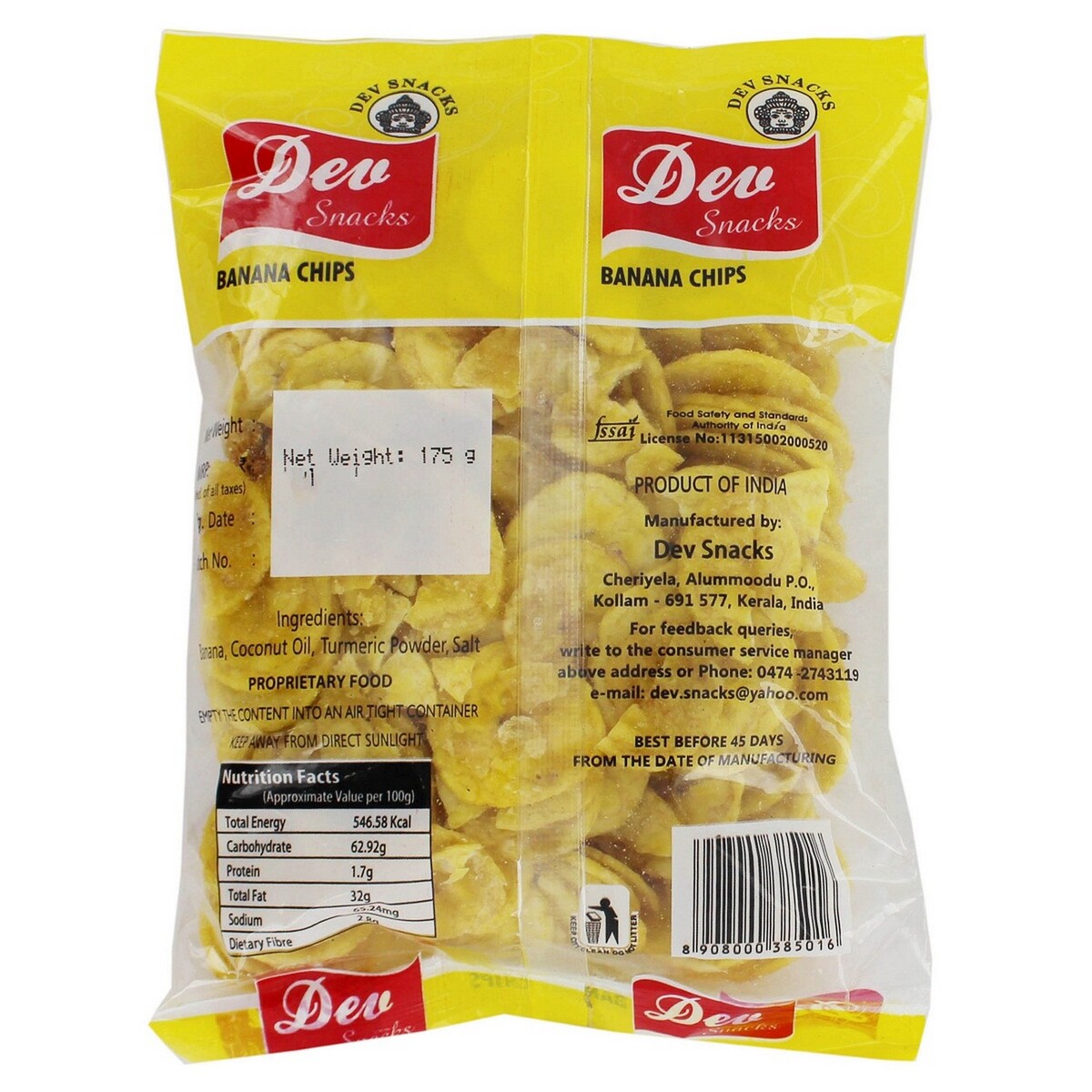 Dev Snacks Banana Chips 175g