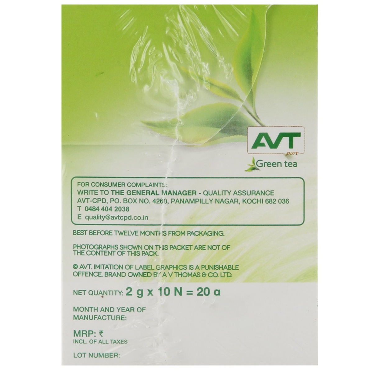 Avt Infuse Life Green Tea Bag 10's