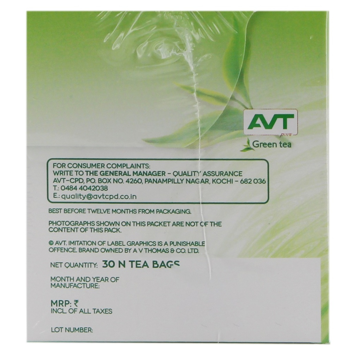 Avt Infuse Life Green Tea Bag 30's