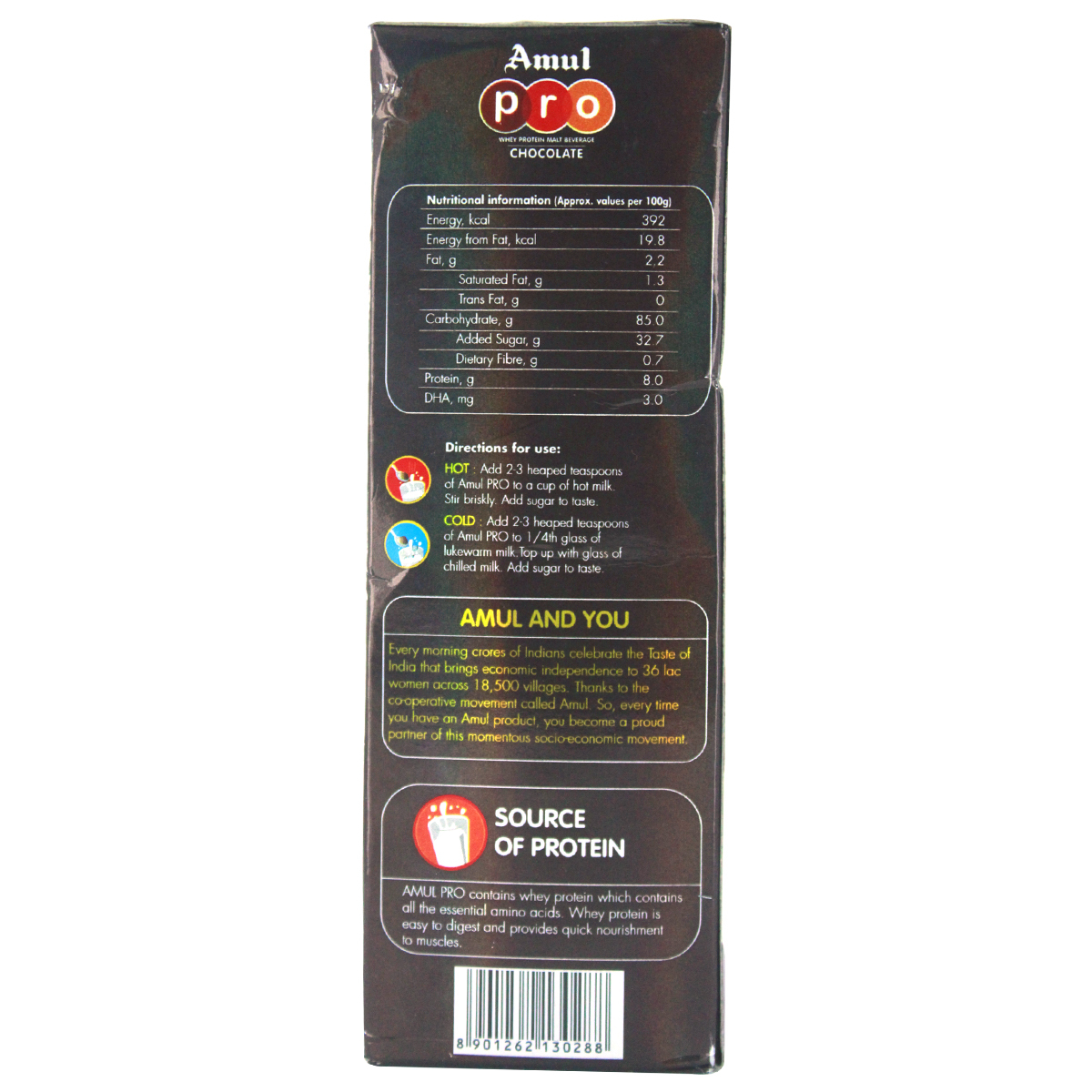 Amul Chocolate Pro Malt Beverage Refill 500g