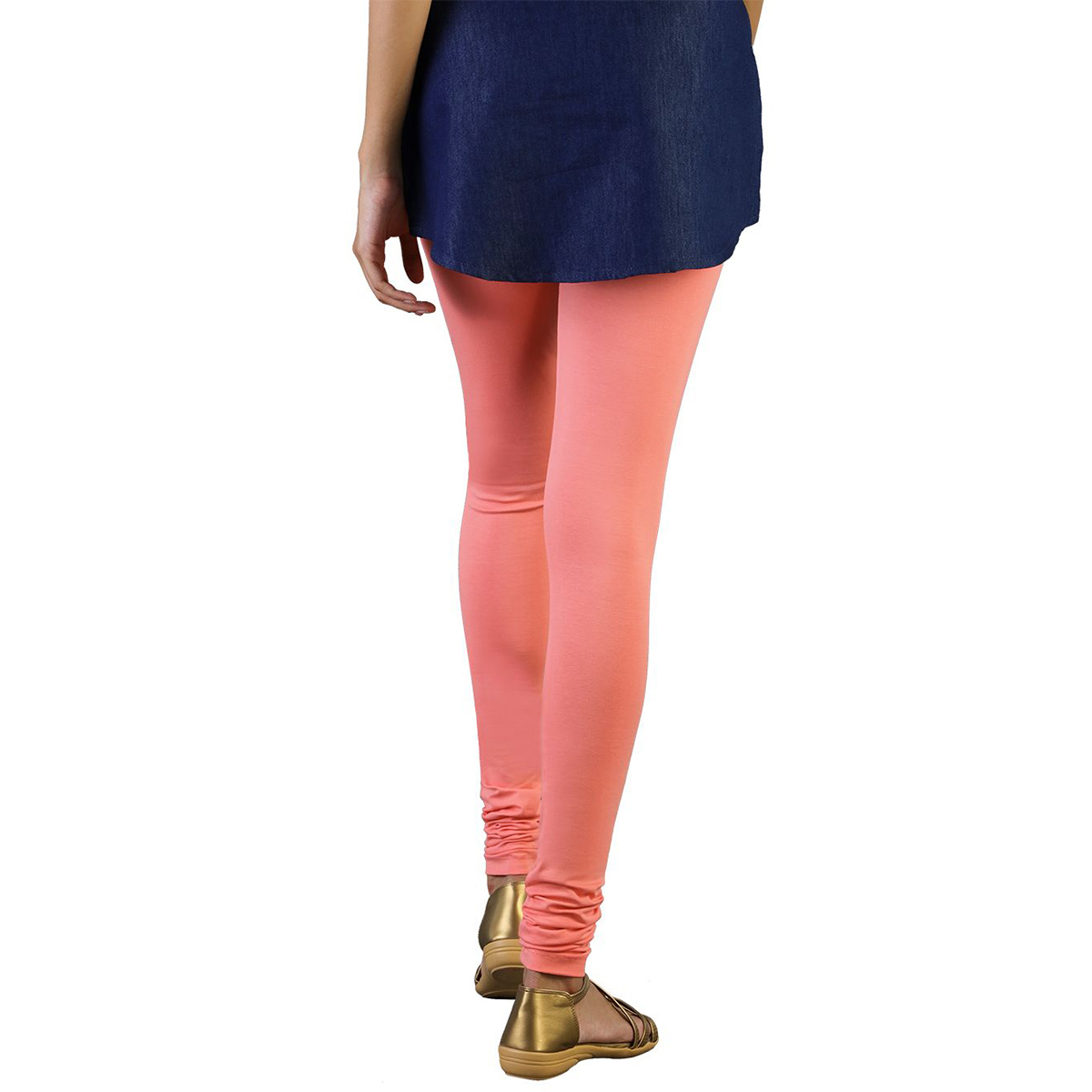 Twin Birds Women Solid Colour Churidar Legging with Signature Wide Waistband - Amber Flower