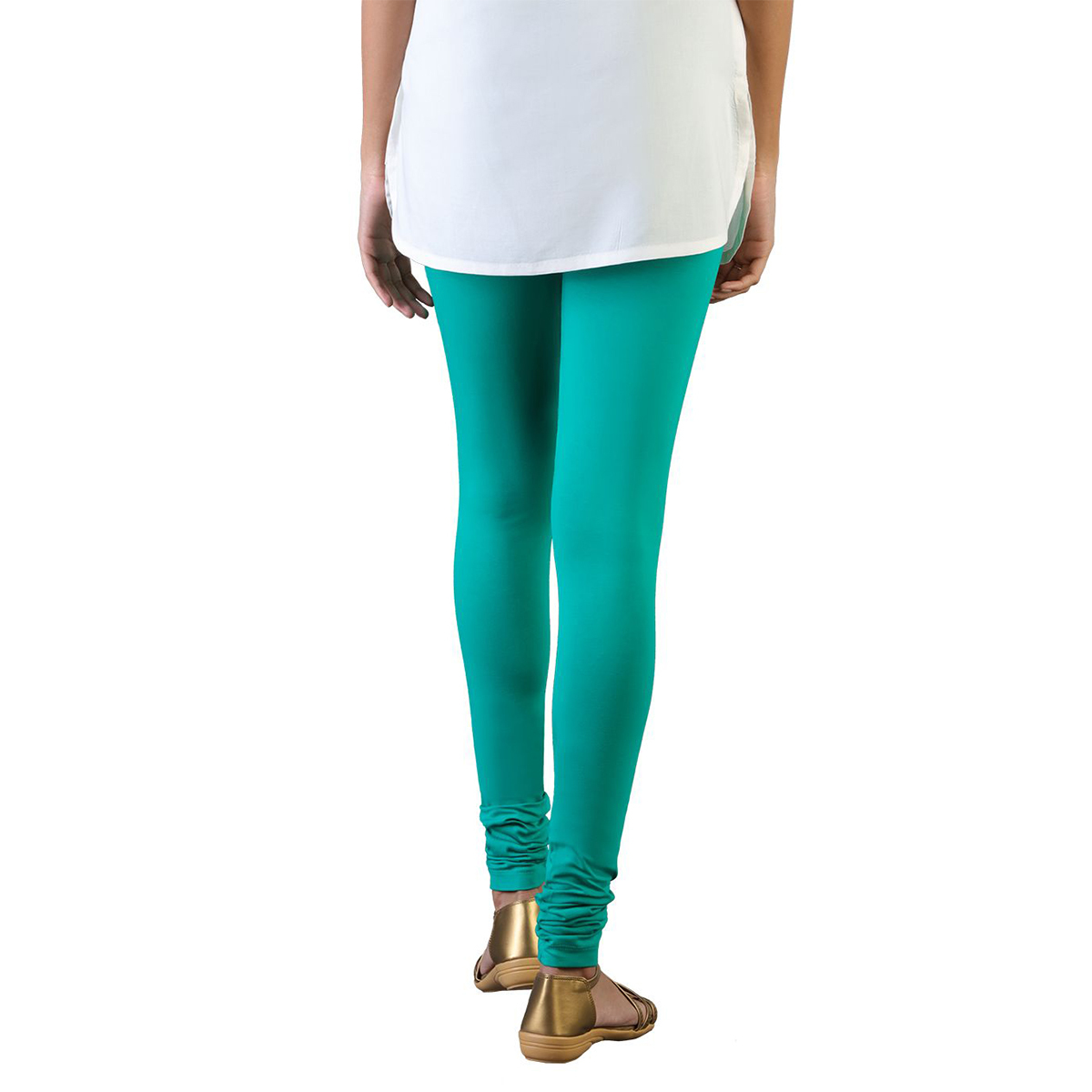 Twin Birds Women Solid Colour Churidar Legging with Signature Wide Waistband - Emerald Lexs