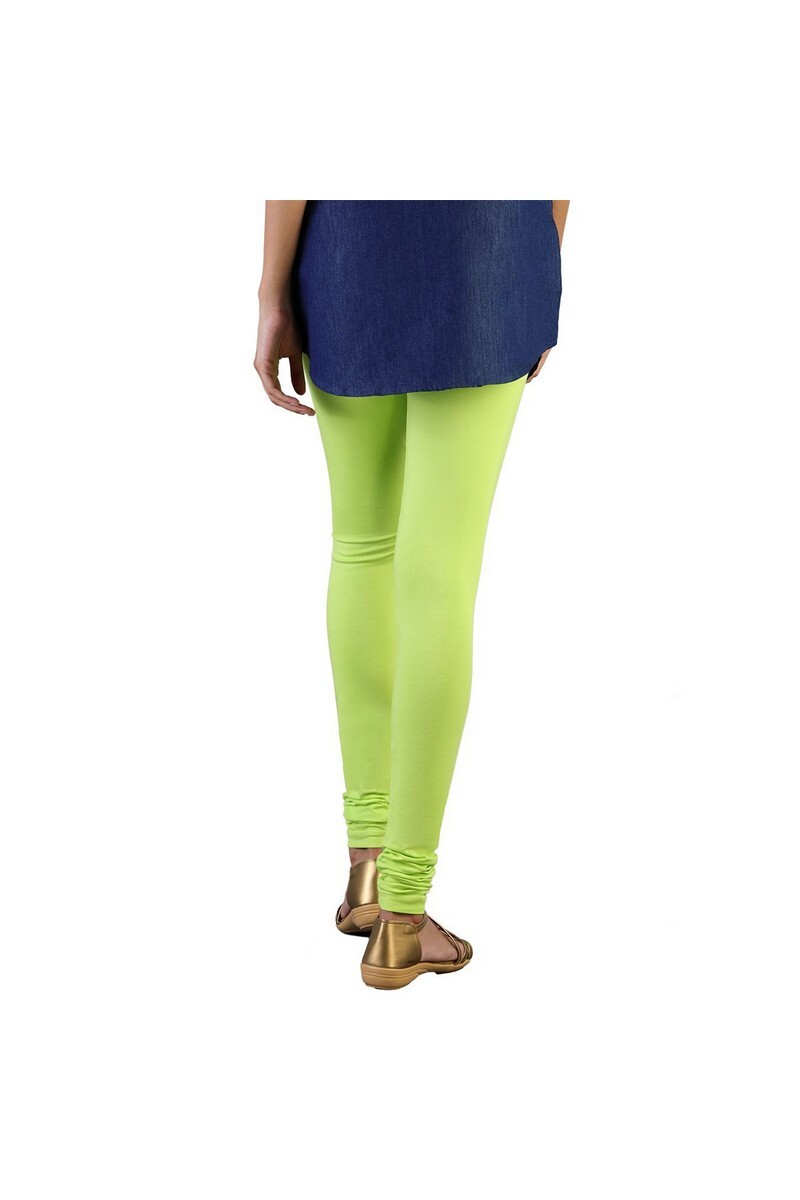 Twin Birds Women Solid Colour Churidar Legging with Signature Wide Waistband - Green Apple